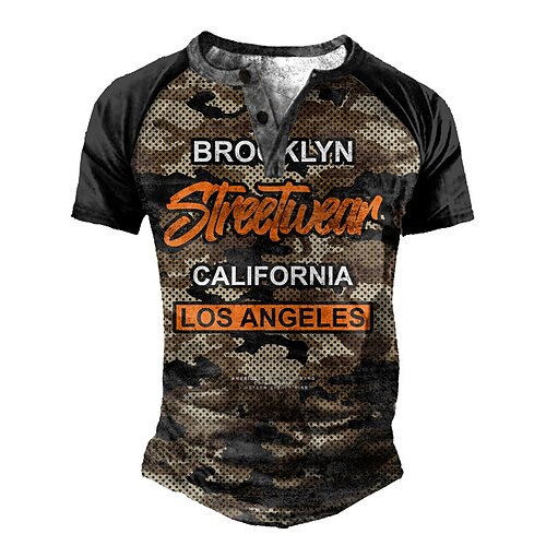 Men's Henley Shirt Tee T shirt Tee 3D Print Graphic Camo / Camouflage Letter Plus Size Henley Daily Sports Patchwork Button-Down Short Sleeve Tops Basic Casual Classic Designer Brown
Men's Henley Shirt Tee T shirt Tee 3D Print Graphic Camo / Camouflage Letter Plus Size Henley Daily Sports Patchwork Button-Down Short Sleeve Tops Basic Casual Classic Designer Brown