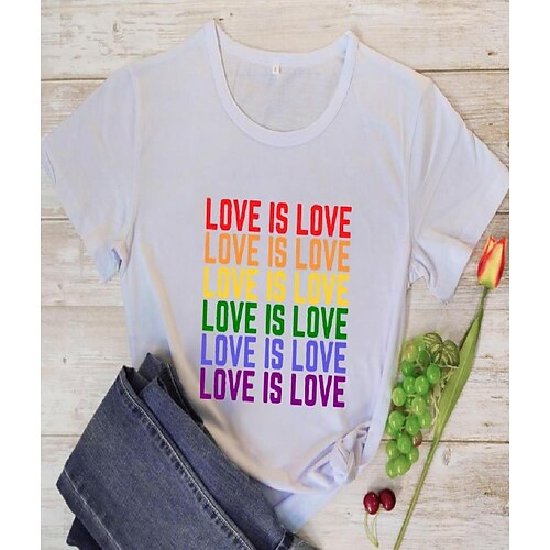 Love Is Love Color Letters European And American Street Popular Foreign Trade New Short-Sleeved T-Shirt Women
Love Is Love Color Letters European And American Street Popular Foreign Trade New Short-Sleeved T-Shirt Women