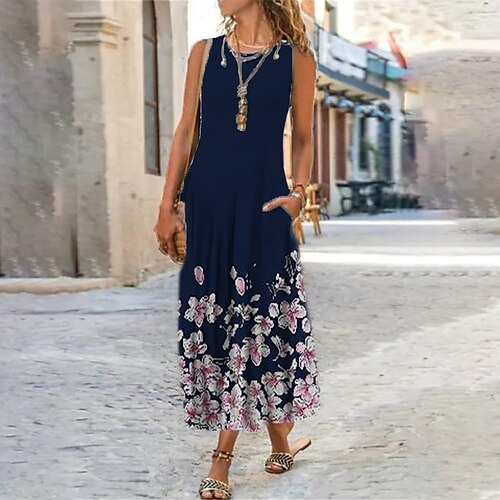 Women's Casual Dress Shift Dress Blue Navy Blue Sleeveless Floral Print Spring Summer U Neck 2022 S M L XL XXL 3XL
Women's Casual Dress Shift Dress Blue Navy Blue Sleeveless Floral Print Spring Summer U Neck 2022 S M L XL XXL 3XL