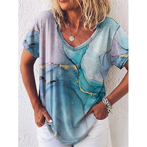 Women's Casual Daily Holiday T shirt Tee Color Gradient Short Sleeve Patchwork Print V Neck Basic Tops Blue S / 3D Print
Women's Casual Daily Holiday T shirt Tee Color Gradient Short Sleeve Patchwork Print V Neck Basic Tops Blue S / 3D Print