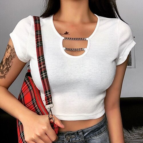 Women's Casual Weekend Crop Tshirt T shirt Tee Plain Short Sleeve V Neck Basic Tops White S
Women's Casual Weekend Crop Tshirt T shirt Tee Plain Short Sleeve V Neck Basic Tops White S