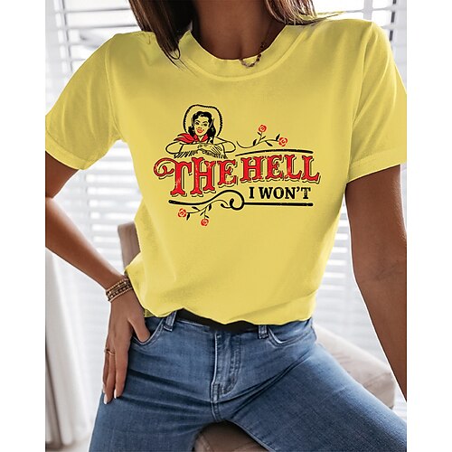 Women's Portrait Painting T shirt Text Portrait Print Round Neck Basic Tops Green White Pink
Women's Portrait Painting T shirt Text Portrait Print Round Neck Basic Tops Green White Pink