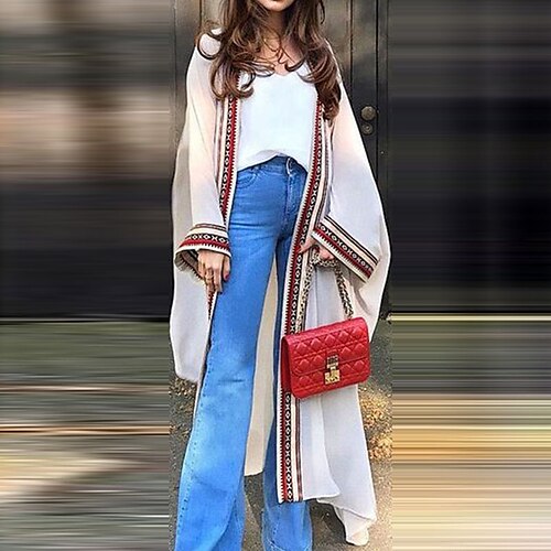 Women's Coat Street Daily Holiday Spring Summer Long Coat Regular Fit Breathable Casual Streetwear Jacket Long Sleeve Striped Stylish UV Protection White Black Blue
Women's Coat Street Daily Holiday Spring Summer Long Coat Regular Fit Breathable Casual Streetwear Jacket Long Sleeve Striped Stylish UV Protection White Black Blue