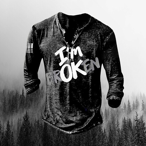 Herre T-shirt Henley-skjorte T-Shirts Grafisk Bogstaver Henley Sort 3D-udskrivning Plusstørrelser udendørs Daglig Langærmet Knap ned Trykt mønster Tøj Basale Designer Klassisk Bekvem / Sport
Herre T-shirt Henley-skjorte T-Shirts Grafisk Bogstaver Henley Sort 3D-udskrivning Plusstørrelser udendørs Daglig Langærmet Knap ned Trykt mønster Tøj Basale Designer Klassisk Bekvem / Sport