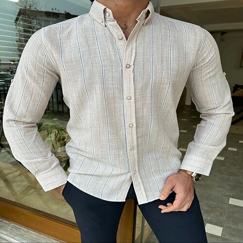 Men's Shirt Striped Turndown Street Casual Button-Down Long Sleeve Tops Casual Fashion Breathable Comfortable Light gray
Men's Shirt Striped Turndown Street Casual Button-Down Long Sleeve Tops Casual Fashion Breathable Comfortable Light gray