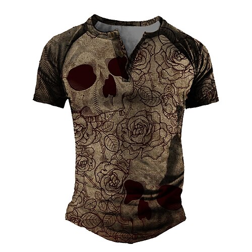 Men's Henley Shirt Tee T shirt 3D Print Graphic Color Block Skull Plus Size Henley Daily Sports Patchwork Button-Down Short Sleeve Tops Basic Casual Classic Designer Brown
Men's Henley Shirt Tee T shirt 3D Print Graphic Color Block Skull Plus Size Henley Daily Sports Patchwork Button-Down Short Sleeve Tops Basic Casual Classic Designer Brown