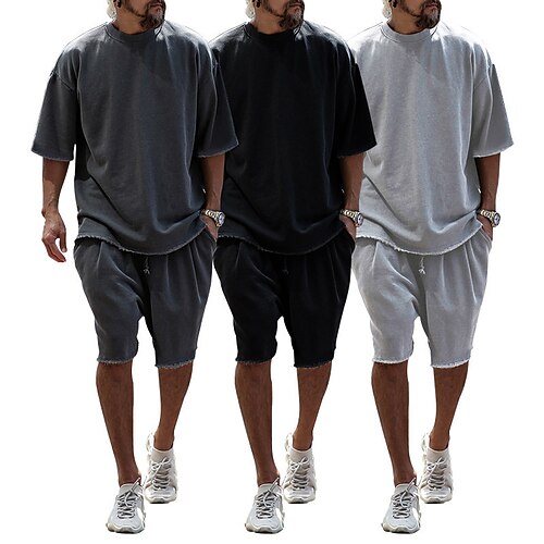 Men's Athleisure 2 Piece Suit Drawstring Pocket Crew Neck Solid Color Sport Athleisure Clothing Suit Short Sleeve Breathable Soft Comfortable Everyday Use Street Casual Daily Outdoor
Men's Athleisure 2 Piece Suit Drawstring Pocket Crew Neck Solid Color Sport Athleisure Clothing Suit Short Sleeve Breathable Soft Comfortable Everyday Use Street Casual Daily Outdoor