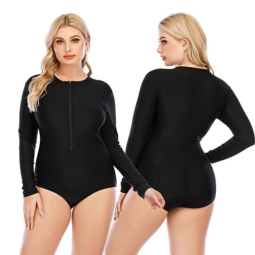 Women's Rash Guard One Piece Swimsuit UV Sun Protection UPF50 Plus Size Long Sleeve Swimwear Bathing Suit Front Zip Swimming Surfing Beach Water Sports Solid Colored Spring Summer
Women's Rash Guard One Piece Swimsuit UV Sun Protection UPF50 Plus Size Long Sleeve Swimwear Bathing Suit Front Zip Swimming Surfing Beach Water Sports Solid Colored Spring Summer