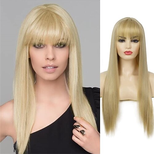 Blonde Wig Long Straight with Bangs Natural Synthetic Silky Cosplay Hair Wigs for Women
Blonde Wig Long Straight with Bangs Natural Synthetic Silky Cosplay Hair Wigs for Women