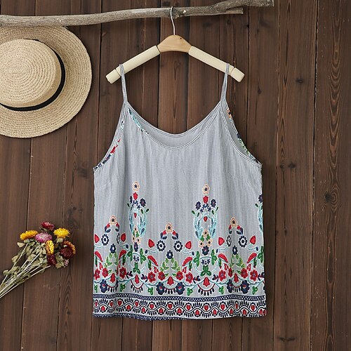 Women's Plus Size Curve Tops Camisole Blouse Floral Backless Print Sleeveless One Shoulder Streetwear Vacation Going out Polyester Spring Summer White / Strap
Women's Plus Size Curve Tops Camisole Blouse Floral Backless Print Sleeveless One Shoulder Streetwear Vacation Going out Polyester Spring Summer White / Strap