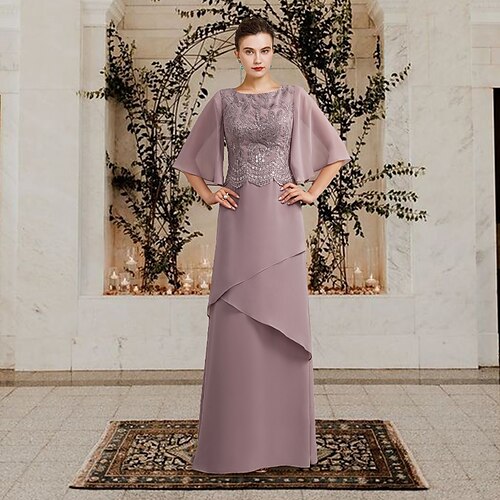 Linjeform Kjole til brudens mor Plusstørrelse Elegant Besmykket Gulvlengde Chiffon Blonder Kortermet med Drapert Appliqué 2023
Linjeform Kjole til brudens mor Plusstørrelse Elegant Besmykket Gulvlengde Chiffon Blonder Kortermet med Drapert Appliqué 2023