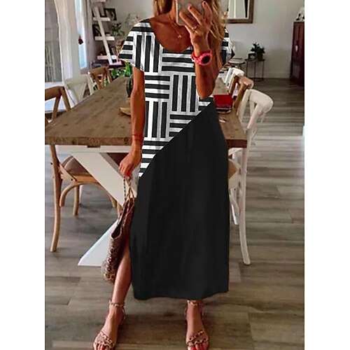 Dame Uformell kjole Lang kjole Maxikjole Svart Kortermet Fargeblokk Rynket Vår Sommer Crew-hals Stilfull 2023 S M L XL XXL 3XL
Dame Uformell kjole Lang kjole Maxikjole Svart Kortermet Fargeblokk Rynket Vår Sommer Crew-hals Stilfull 2023 S M L XL XXL 3XL
