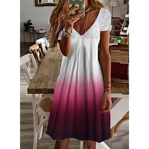 Women's Shift Dress Short Mini Dress Black Blue Gray Red Short Sleeve Color Gradient Print Spring Summer V Neck Elegant Casual Vacation 2022 S M L XL XXL 3XL
Women's Shift Dress Short Mini Dress Black Blue Gray Red Short Sleeve Color Gradient Print Spring Summer V Neck Elegant Casual Vacation 2022 S M L XL XXL 3XL