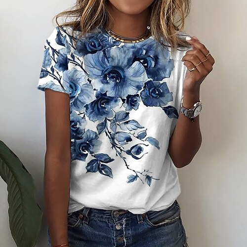 Women's Casual Holiday Weekend Floral Painting T shirt Tee Floral Short Sleeve Print Round Neck Basic Tops Green Blue Purple S / 3D Print
Women's Casual Holiday Weekend Floral Painting T shirt Tee Floral Short Sleeve Print Round Neck Basic Tops Green Blue Purple S / 3D Print