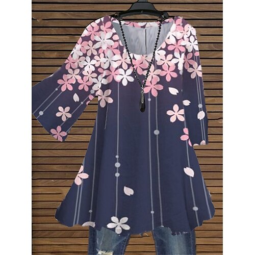 Women's Plus Size Tops Blouse Shirt Floral Print 3/4 Length Sleeve Crew Neck Streetwear Casual Daily Holiday Cotton Spandex Jersey Winter Fall Purple Gray
Women's Plus Size Tops Blouse Shirt Floral Print 3/4 Length Sleeve Crew Neck Streetwear Casual Daily Holiday Cotton Spandex Jersey Winter Fall Purple Gray