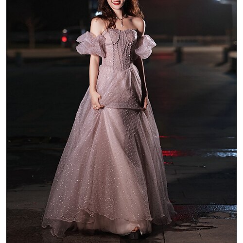 A-Line Sparkle & Shine Prom Formal Evening Dress Off Shoulder Short Sleeve Floor Length Polyester with Sequin Pure Color 2022
A-Line Sparkle & Shine Prom Formal Evening Dress Off Shoulder Short Sleeve Floor Length Polyester with Sequin Pure Color 2022