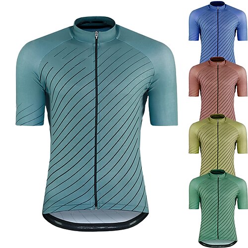 21Grams Men's Cycling Jersey Short Sleeve Bike Top with 3 Rear Pockets Mountain Bike MTB Road Bike Cycling Breathable Quick Dry Moisture Wicking Reflective Strips White Black Green Stripes Polyester
21Grams Men's Cycling Jersey Short Sleeve Bike Top with 3 Rear Pockets Mountain Bike MTB Road Bike Cycling Breathable Quick Dry Moisture Wicking Reflective Strips White Black Green Stripes Polyester