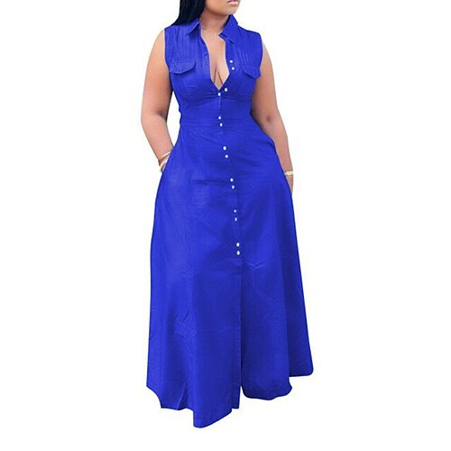 Women's Plus Size Curve A Line Dress Solid Color Shirt Collar Sleeveless Spring Summer Casual Maxi long Dress Causal Daily Dress
Women's Plus Size Curve A Line Dress Solid Color Shirt Collar Sleeveless Spring Summer Casual Maxi long Dress Causal Daily Dress