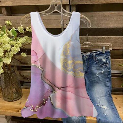 Women's Plus Size Tops Blouse Shirt Color Gradient Print Sleeveless Crewneck Streetwear Daily Holiday Cotton Spandex Jersey Spring Summer Blue Pink
Women's Plus Size Tops Blouse Shirt Color Gradient Print Sleeveless Crewneck Streetwear Daily Holiday Cotton Spandex Jersey Spring Summer Blue Pink