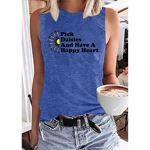 Women's Daily Holiday Going out Tank Top Floral Daisy Letter Sleeveless Print Round Neck Basic Tops Blue Purple Pink S
Women's Daily Holiday Going out Tank Top Floral Daisy Letter Sleeveless Print Round Neck Basic Tops Blue Purple Pink S
