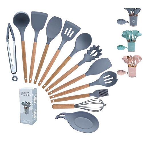 Manico in legno spot utensili da cucina in silicone 13 pezzi set da cucina antiaderente spatola in silicone cucchiaio spatola pala utensili da cucina in silicone set
Manico in legno spot utensili da cucina in silicone 13 pezzi set da cucina antiaderente spatola in silicone cucchiaio spatola pala utensili da cucina in silicone set