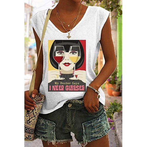 Women's Blouse Graphic Patterned Casual Daily Blouse Sleeveless V Neck Casual Green White Black S
Women's Blouse Graphic Patterned Casual Daily Blouse Sleeveless V Neck Casual Green White Black S