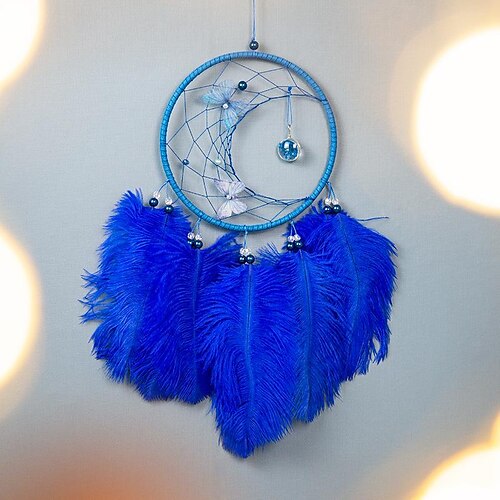 Butterfly Dream Catcher Moon-shaped Ring Handmade Gift with Ostrich Feather Wall Hanging Decor Art Wind Chimes Boho Style Home Pendant 1550cm
Butterfly Dream Catcher Moon-shaped Ring Handmade Gift with Ostrich Feather Wall Hanging Decor Art Wind Chimes Boho Style Home Pendant 1550cm