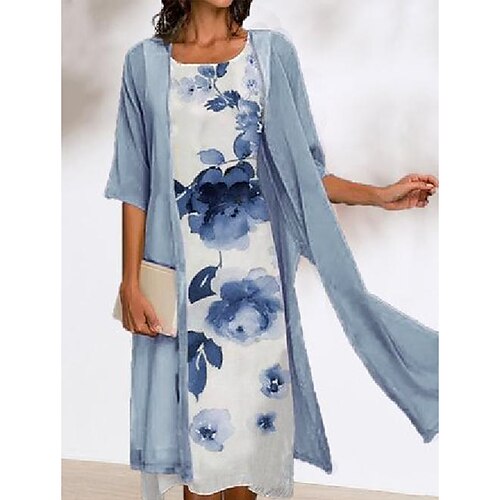 Women's Chiffon Dress Midi Dress Light Blue Blue Navy Blue Half Sleeve Print Chiffon Print Fall Spring Crew Neck Stylish Elegant Loose 2022 M L XL 2XL 3XL / Summer
Women's Chiffon Dress Midi Dress Light Blue Blue Navy Blue Half Sleeve Print Chiffon Print Fall Spring Crew Neck Stylish Elegant Loose 2022 M L XL 2XL 3XL / Summer