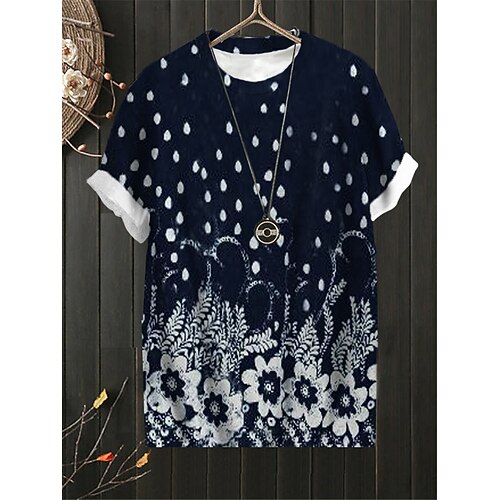 Women's Plus Size Tops T shirt Tee Floral Print Short Sleeve Crewneck Streetwear Daily Sports Cotton Spandex Jersey Spring Summer Blue Purple
Women's Plus Size Tops T shirt Tee Floral Print Short Sleeve Crewneck Streetwear Daily Sports Cotton Spandex Jersey Spring Summer Blue Purple