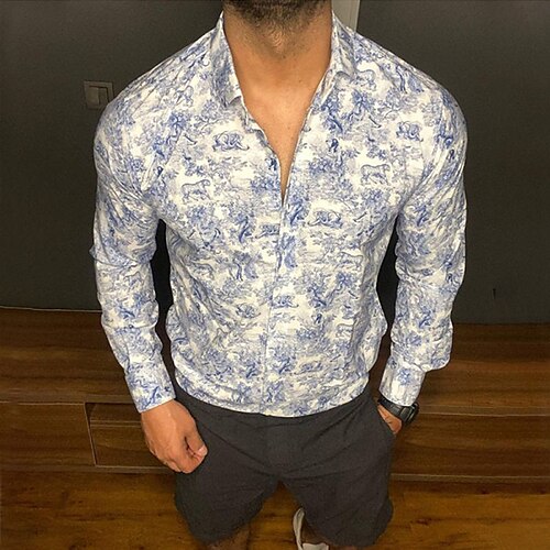 Men's Shirt Floral Turndown Street Casual Button-Down Long Sleeve Tops Casual Fashion Comfortable Beach Blue / White
Men's Shirt Floral Turndown Street Casual Button-Down Long Sleeve Tops Casual Fashion Comfortable Beach Blue / White