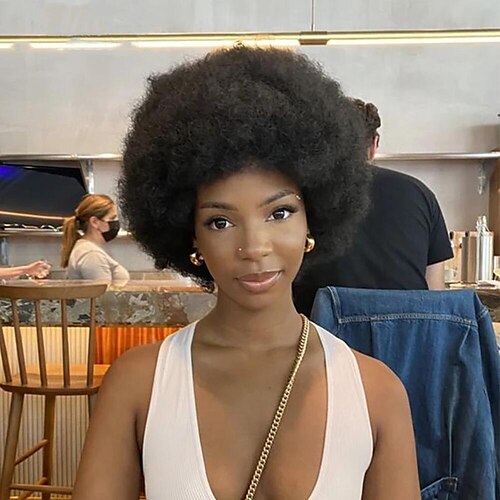 

Afro Wig Women Short Fluffy Hair Wigs with Bangs For Black Women Kinky curly Hair For Party Dance Cosplay Wigs Full Machine Made 6-10INCH
