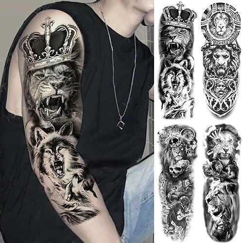 4 pcs Big Arm Sleeve Waterproof Long-lasting Tattoo Stickers Lion Crown Rose Wild Wolf Tiger Body Art Male Flash Fake FullTatoo Female
4 pcs Big Arm Sleeve Waterproof Long-lasting Tattoo Stickers Lion Crown Rose Wild Wolf Tiger Body Art Male Flash Fake FullTatoo Female
