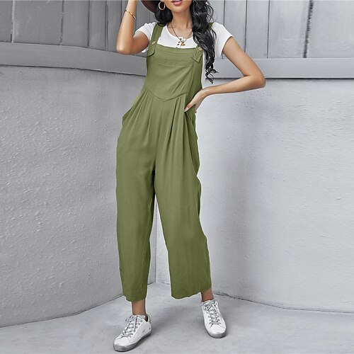 Women's Overall Pocket Solid Color Square Neck Ordinary Street Going out Regular Fit Sleeveless Green Yellow S M L Spring
Women's Overall Pocket Solid Color Square Neck Ordinary Street Going out Regular Fit Sleeveless Green Yellow S M L Spring