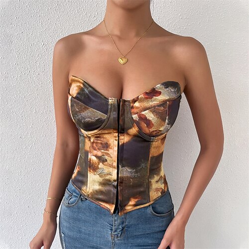 Corset Women's Corsets Breathable Comfortable Overbust Corset Tummy Control Push Up Tie Back Oil Painting Artwork Hook Eye Polyester Party Evening Valentine's Day Club Fall Spring Summer Brown
Corset Women's Corsets Breathable Comfortable Overbust Corset Tummy Control Push Up Tie Back Oil Painting Artwork Hook Eye Polyester Party Evening Valentine's Day Club Fall Spring Summer Brown