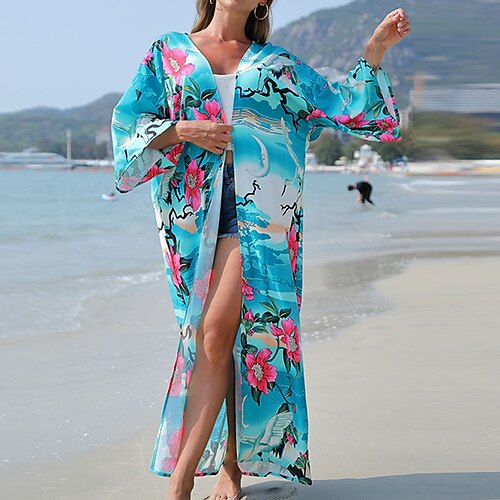 Women's Swimwear Cover Up Beach Top Normal Swimsuit UV Protection Printing Print Flower Blue V Wire Bathing Suits New Stylish Vacation
Women's Swimwear Cover Up Beach Top Normal Swimsuit UV Protection Printing Print Flower Blue V Wire Bathing Suits New Stylish Vacation
