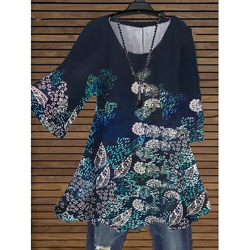 Women's Plus Size Tops Blouse Shirt Floral Color Gradient Print 3/4 Length Sleeve Crewneck Streetwear Daily Holiday Cotton Spandex Jersey Fall Spring Green Blue
Women's Plus Size Tops Blouse Shirt Floral Color Gradient Print 3/4 Length Sleeve Crewneck Streetwear Daily Holiday Cotton Spandex Jersey Fall Spring Green Blue