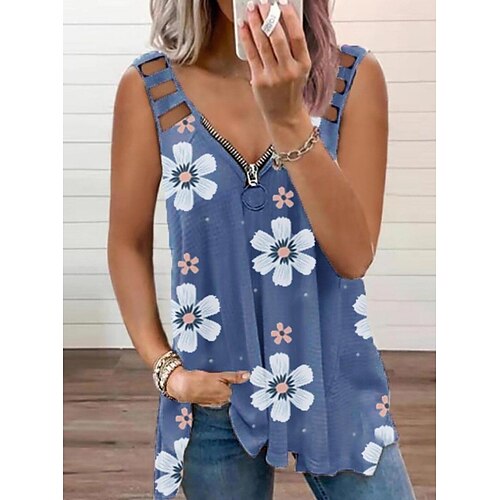 Women's Tank Top Camis Blue Floral Cut Out Flowing tunic Sleeveless Holiday Weekend Streetwear Casual V Neck Regular Floral S / 3D Print / Print
Women's Tank Top Camis Blue Floral Cut Out Flowing tunic Sleeveless Holiday Weekend Streetwear Casual V Neck Regular Floral S / 3D Print / Print