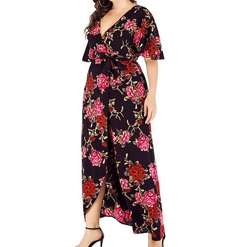 Women's Plus Size A Line Dress Floral V Neck Split Short Sleeve Spring Summer Casual Maxi long Dress Causal Daily Dress / Print
Women's Plus Size A Line Dress Floral V Neck Split Short Sleeve Spring Summer Casual Maxi long Dress Causal Daily Dress / Print