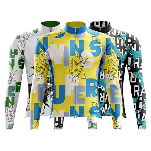 Men's Women's Cycling Jersey Long Sleeve Bike Top with 3 Rear Pockets Mountain Bike MTB Road Bike Cycling Breathable Quick Dry Moisture Wicking Soft White Green Yellow Graphic Dinosaur Polyester
Men's Women's Cycling Jersey Long Sleeve Bike Top with 3 Rear Pockets Mountain Bike MTB Road Bike Cycling Breathable Quick Dry Moisture Wicking Soft White Green Yellow Graphic Dinosaur Polyester