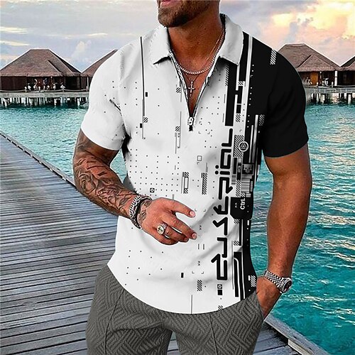 Men's Collar Polo Shirt Golf Shirt Geometry Turndown Blue Pink Yellow Black 3D Print Outdoor Street Short Sleeves Zipper Print Clothing Apparel Fashion Designer Casual Breathable / Summer / Spring
Men's Collar Polo Shirt Golf Shirt Geometry Turndown Blue Pink Yellow Black 3D Print Outdoor Street Short Sleeves Zipper Print Clothing Apparel Fashion Designer Casual Breathable / Summer / Spring