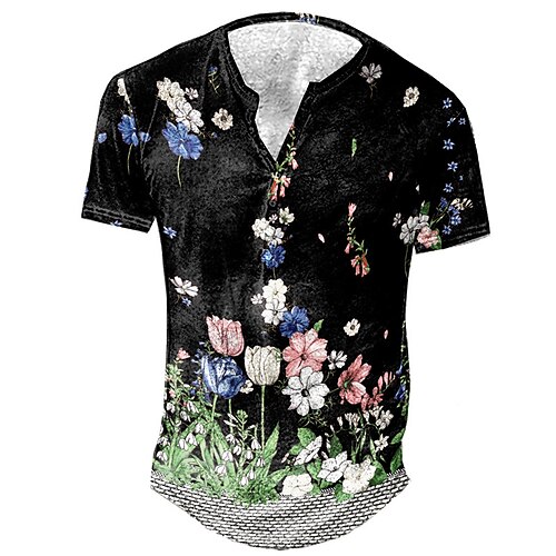 Men's Henley Shirt Tee T shirt Tee 3D Print Floral Graphic Patterned Plus Size Henley Daily Sports Button-Down Print Short Sleeve Tops Designer Basic Casual Big and Tall Black / Summer
Men's Henley Shirt Tee T shirt Tee 3D Print Floral Graphic Patterned Plus Size Henley Daily Sports Button-Down Print Short Sleeve Tops Designer Basic Casual Big and Tall Black / Summer