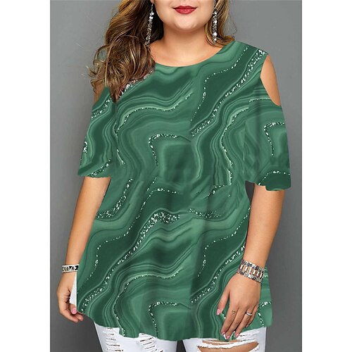 Women's Plus Size Tops Blouse Shirt Color Gradient Cut Out Print Half Sleeve Crewneck Streetwear Daily Going out Cotton Spandex Jersey Spring Summer Green Blue
Women's Plus Size Tops Blouse Shirt Color Gradient Cut Out Print Half Sleeve Crewneck Streetwear Daily Going out Cotton Spandex Jersey Spring Summer Green Blue