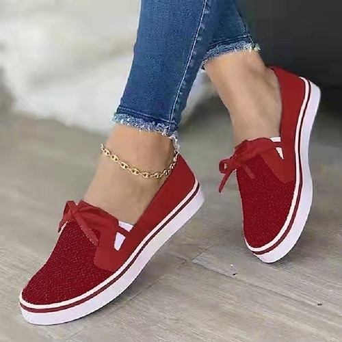 

Women's Loafers & Slip-Ons Slip-Ons Daily Plus Size Summer Flat Heel Round Toe Casual Minimalism Running Shoes Synthetics Loafer Solid Colored Black Red Blue