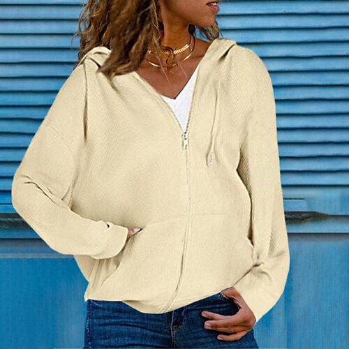 Women's Zip Up Hoodie Solid Color Casual Daily Sports Casual Streetwear Zipper Hoodie Sweatshirt Wine Red Green Black
Women's Zip Up Hoodie Solid Color Casual Daily Sports Casual Streetwear Zipper Hoodie Sweatshirt Wine Red Green Black