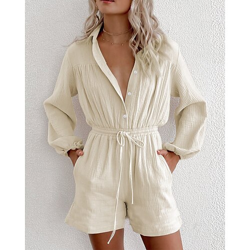 Women's Jumpsuit Side Pockets Drawstring Shirt Collar Solid Color Sport Athleisure Clothing Suit Long Sleeve Breathable Soft Comfortable Everyday Use Casual Athleisure Activewear
Women's Jumpsuit Side Pockets Drawstring Shirt Collar Solid Color Sport Athleisure Clothing Suit Long Sleeve Breathable Soft Comfortable Everyday Use Casual Athleisure Activewear