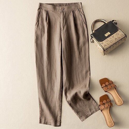 Women's Chinos Pants Trousers Linen / Cotton Blend Beige Coffee Black Mid Waist Fashion Office / Career Casual Weekend Side Pockets Micro-elastic Ankle-Length Comfort Plain M L XL XXL
Women's Chinos Pants Trousers Linen / Cotton Blend Beige Coffee Black Mid Waist Fashion Office / Career Casual Weekend Side Pockets Micro-elastic Ankle-Length Comfort Plain M L XL XXL