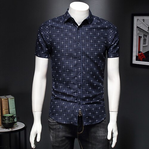 Men's Dress Shirt Graphic Button Down Collar Blue Navy Blue White Casual Short Sleeve Clothing Apparel Fashion
Men's Dress Shirt Graphic Button Down Collar Blue Navy Blue White Casual Short Sleeve Clothing Apparel Fashion