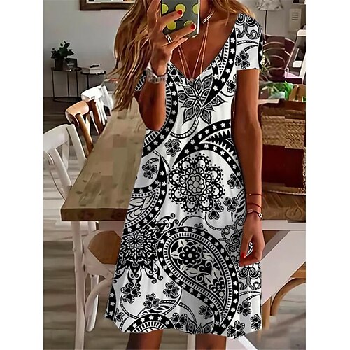 Women's Shift Dress Short Mini Dress White Short Sleeve Floral Print Spring Summer V Neck Elegant Casual Vacation 2022 S M L XL XXL 3XL
Women's Shift Dress Short Mini Dress White Short Sleeve Floral Print Spring Summer V Neck Elegant Casual Vacation 2022 S M L XL XXL 3XL