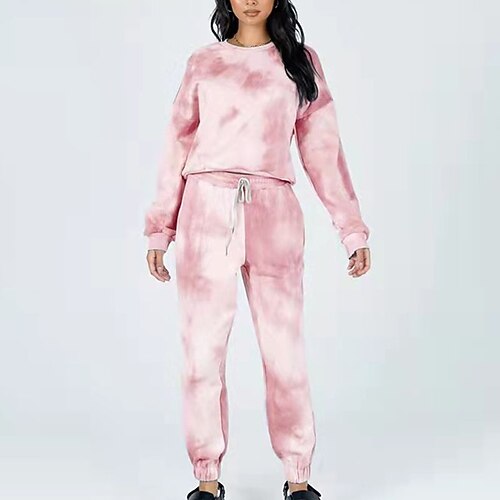 Women's Loungewear Sets Nighty 2 Pieces Tie Dye Sport Comfort Home Polyester Crew Neck Long Sleeve Pant Pocket Fall Spring Green Pink
Women's Loungewear Sets Nighty 2 Pieces Tie Dye Sport Comfort Home Polyester Crew Neck Long Sleeve Pant Pocket Fall Spring Green Pink