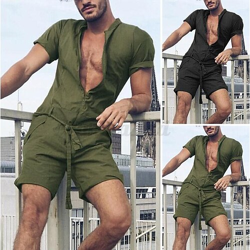 Men's Short Sleeve Coverall Military Jumpsuit with Multi Pockets Ripstop Fashion Romper One Piece Casual Shorts Wrinkle Resistant Workout
Men's Short Sleeve Coverall Military Jumpsuit with Multi Pockets Ripstop Fashion Romper One Piece Casual Shorts Wrinkle Resistant Workout